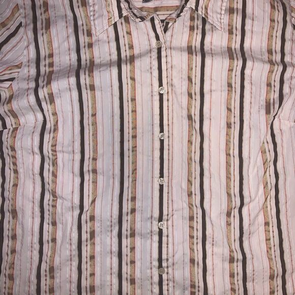 Talbots Plus Size Striped Button Front Shirt - Picture 2 of 6